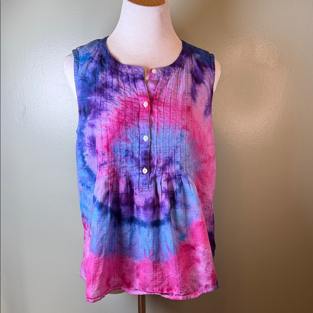 Tie-Dye Sleeveless Top - Pink and Blue and purple